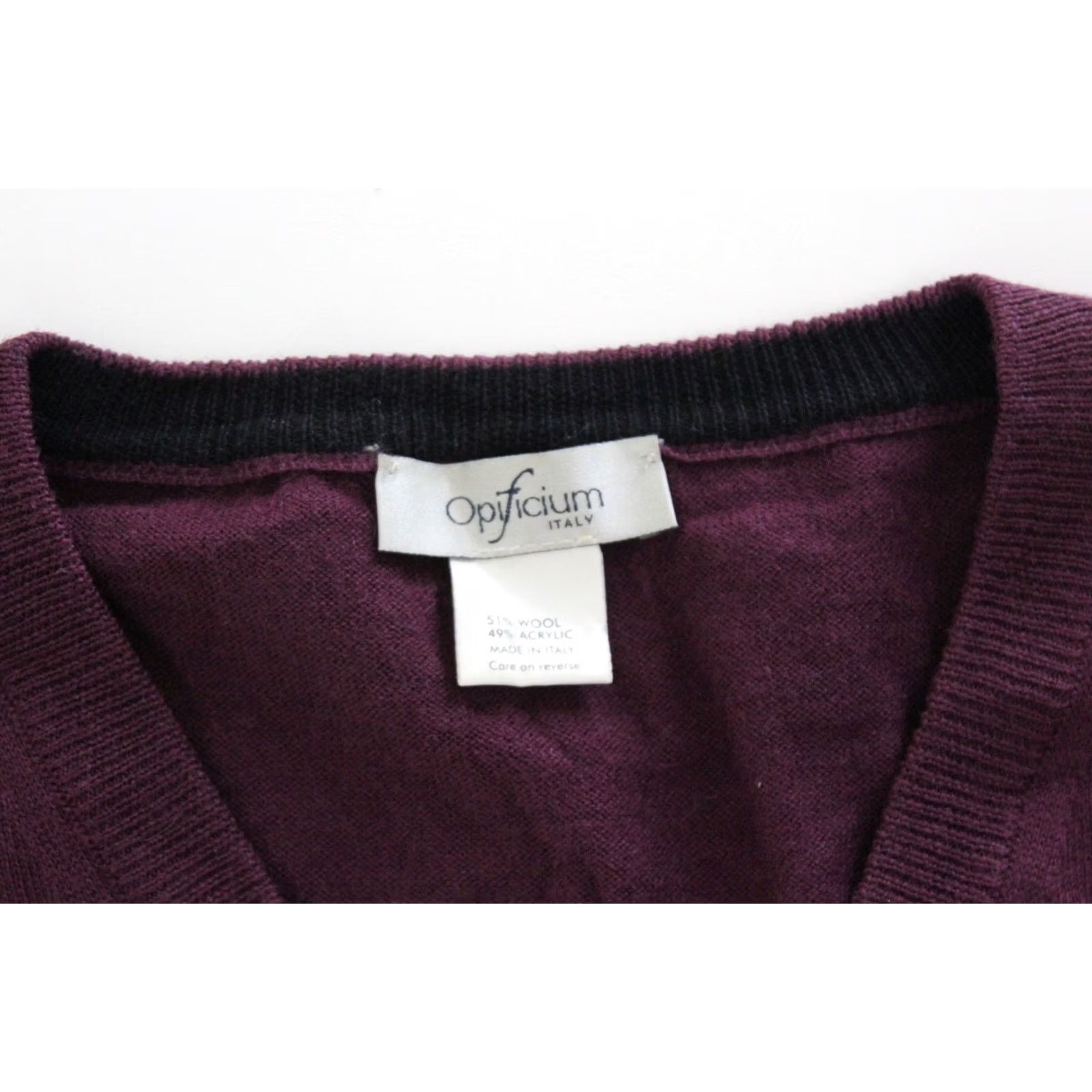 Vintage Opificium Made Italy Purple Wool Blend Vneck SWEATER XL Extra Large Men Size US XL / EU 56 / 4 - 3 Thumbnail