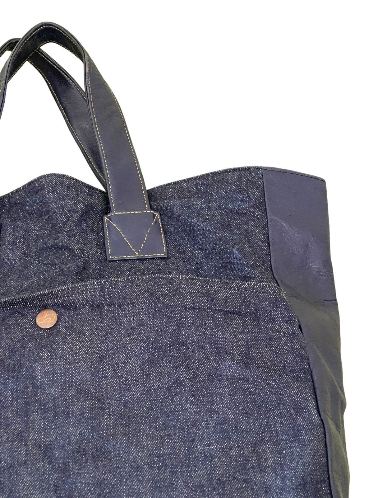 Japanese Brand Leather Denim Red Ear Paul Smith Tote Bag 2🟩 Size ONE SIZE - 9 Thumbnail