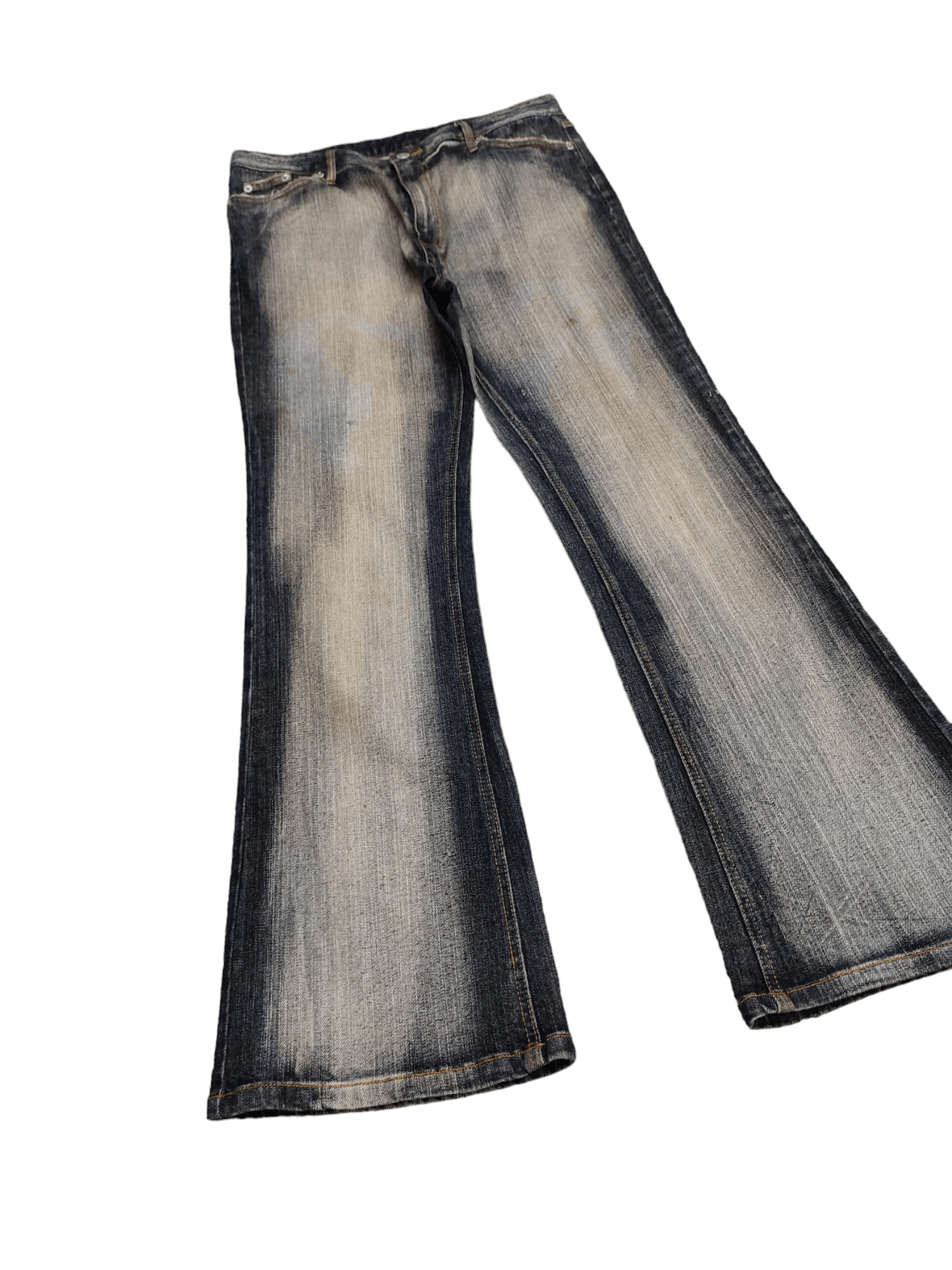 If Six Was Nine × Le Grande Bleu (L.G.B.) × Tornado Mart Flare Jeans Jouer Aur Faded Wash Denim Bootcut Y2k Size US 32 / EU 48 - 2 Thumbnail