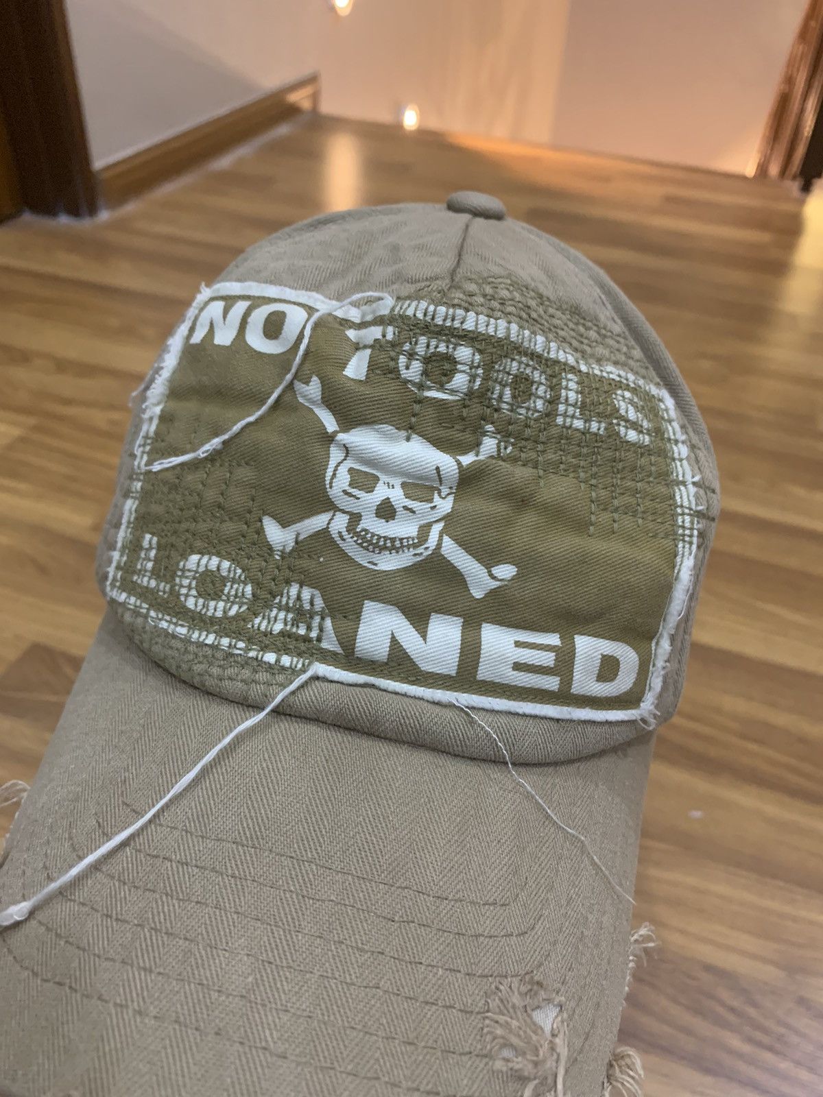 Japanese Brand DISTRESSED DESTROYED NO TOOLS LOANED SKULL CAP HAT Size ONE SIZE - 5 Thumbnail