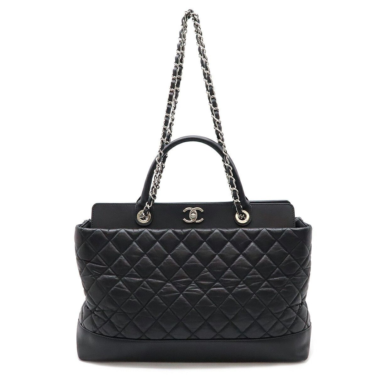Chanel Chanel Leather Portobello Matelasse 2Way Bag Black Leather Shoulder Bag, Women's