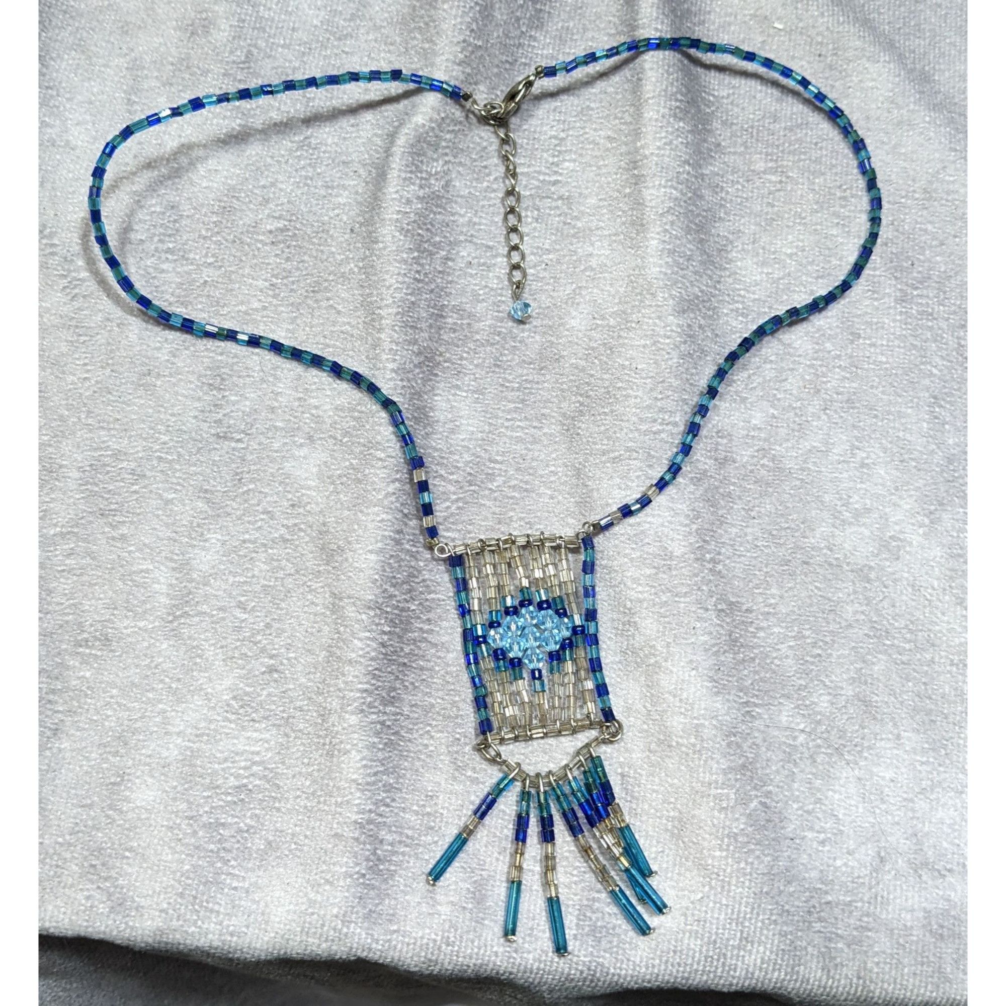 Other Handcrafted Bohemian Blue & Silver Tone Beaded Necklace With Size ONE SIZE - 6 Thumbnail
