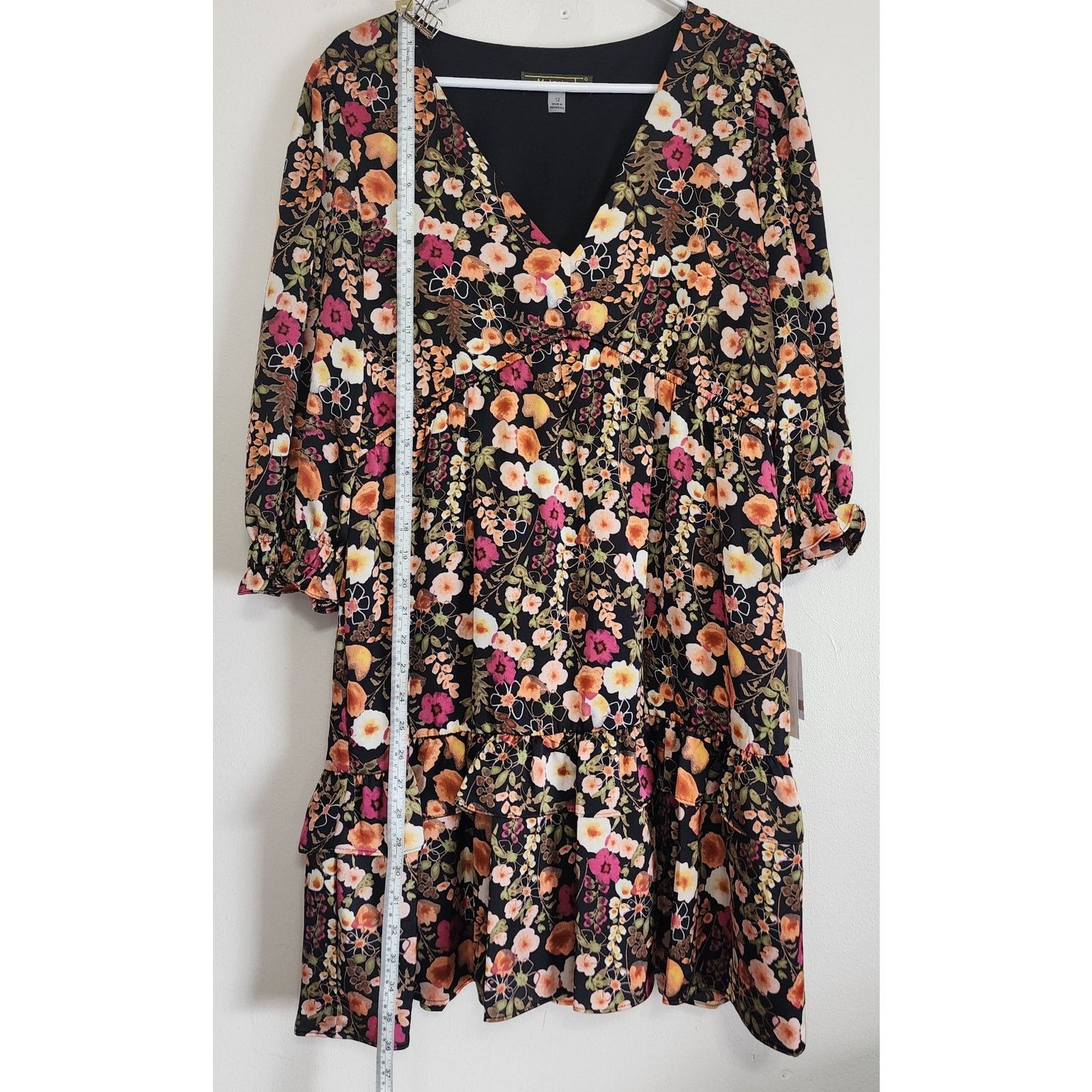 Other Melonie T Floral Print 3/4 Sleeve Mini Dress Size 12 NWT Size XL / US 12-14 / IT 48-50 - 2 Thumbnail
