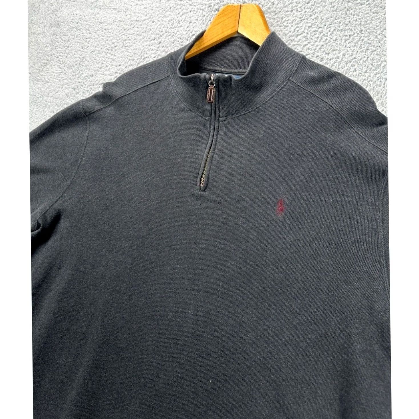 Polo Ralph Lauren Polo Ralph Lauren Sweatshirt Mens XL Black Pony Quarter Zip Pullover Mock Neck Logo Zipper 100% Cotton Pullover Sweatshirt Size US XL / EU 56 / 4 - 4 Thumbnail