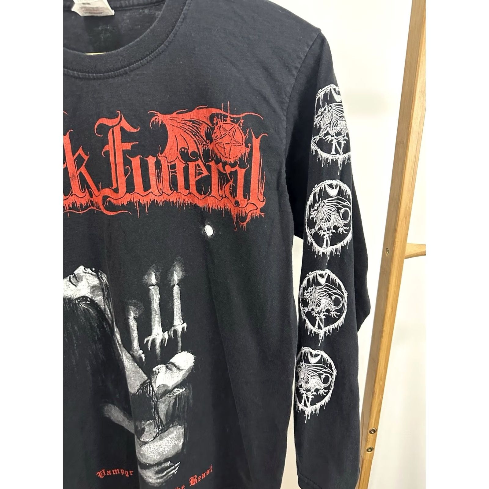 Fruit Of The Loom VTG Black Funeral Grim Medieval Vampiric Black Metal Long Sleeve Band T-Shirt S Mens Size US S / EU 44-46 / 1 - 6 Thumbnail