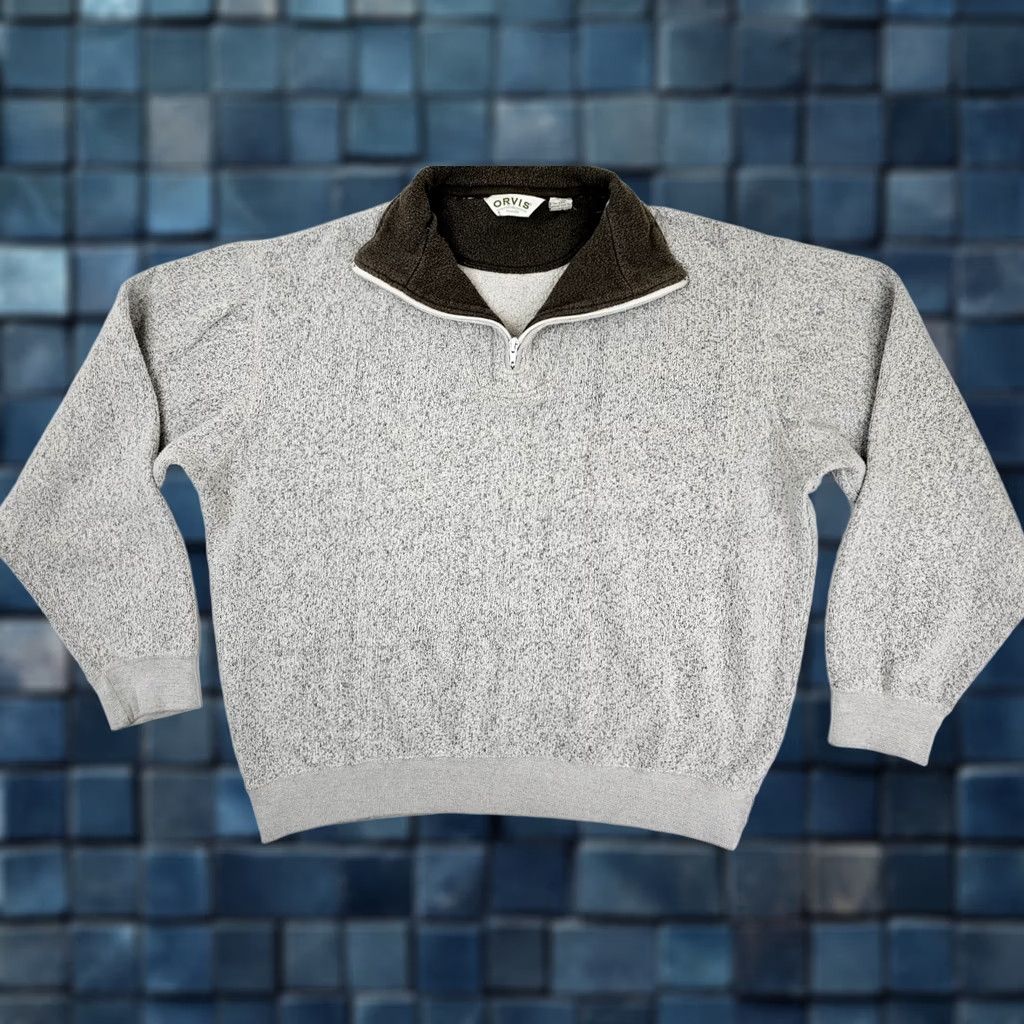 Orvis Orvis Sweater Mens L 1/4 Zip Fleece Mock Neck Gray Green Heather Pullover cardigan? Size US L / EU 52-54 / 3 - 1 Thumbnail