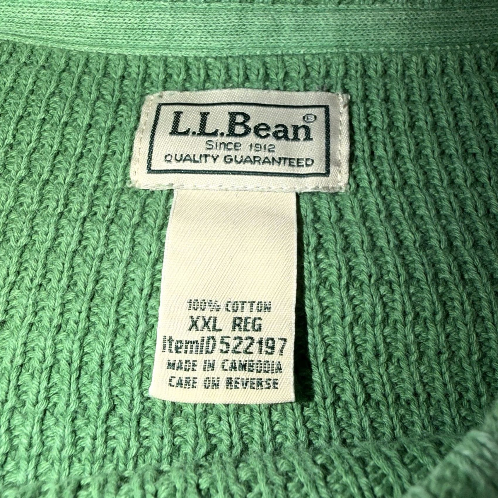 Vintage LL Bean Sweater Mens XXL Green Cotton Waffle-Knit Crewneck Sunwashed Textured Pullover Adult Regular Men’s Classic Outdoor Preppy. Size US XXL / EU 58 / 5 - 3 Thumbnail