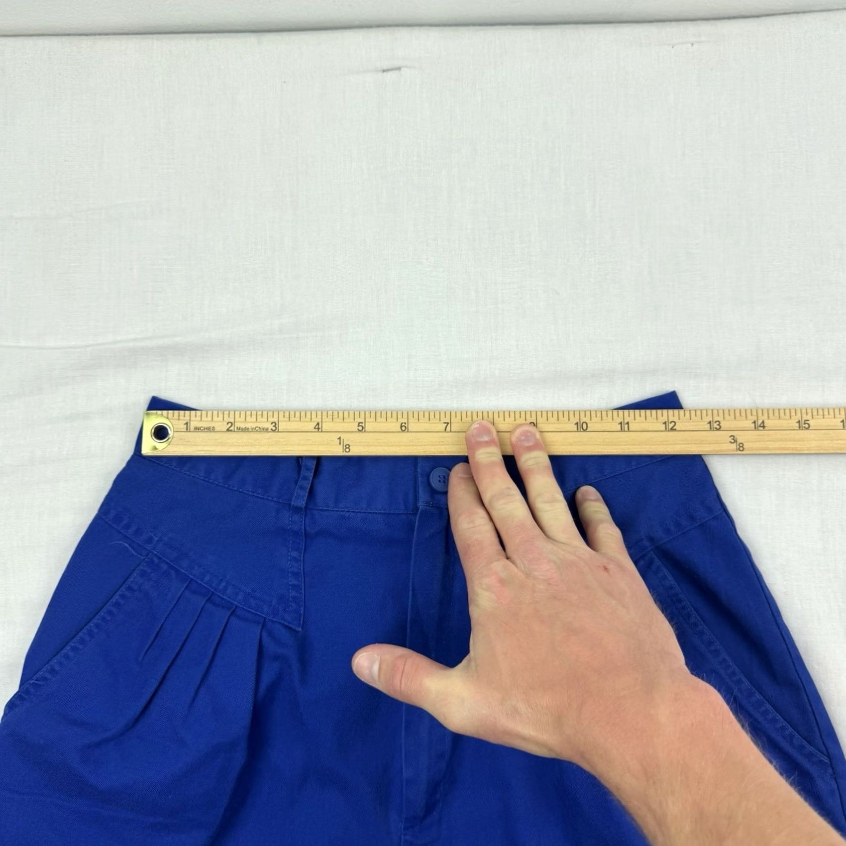 Casablanca VINTAGE Casablanca Shorts Womens 10 High Waisted 1980s Hipster Mom Shorts 80s Blue Cotton Polyester Casual Business Women's Stocked 10 Size 32" / US 10 / IT 46 - 7 Thumbnail