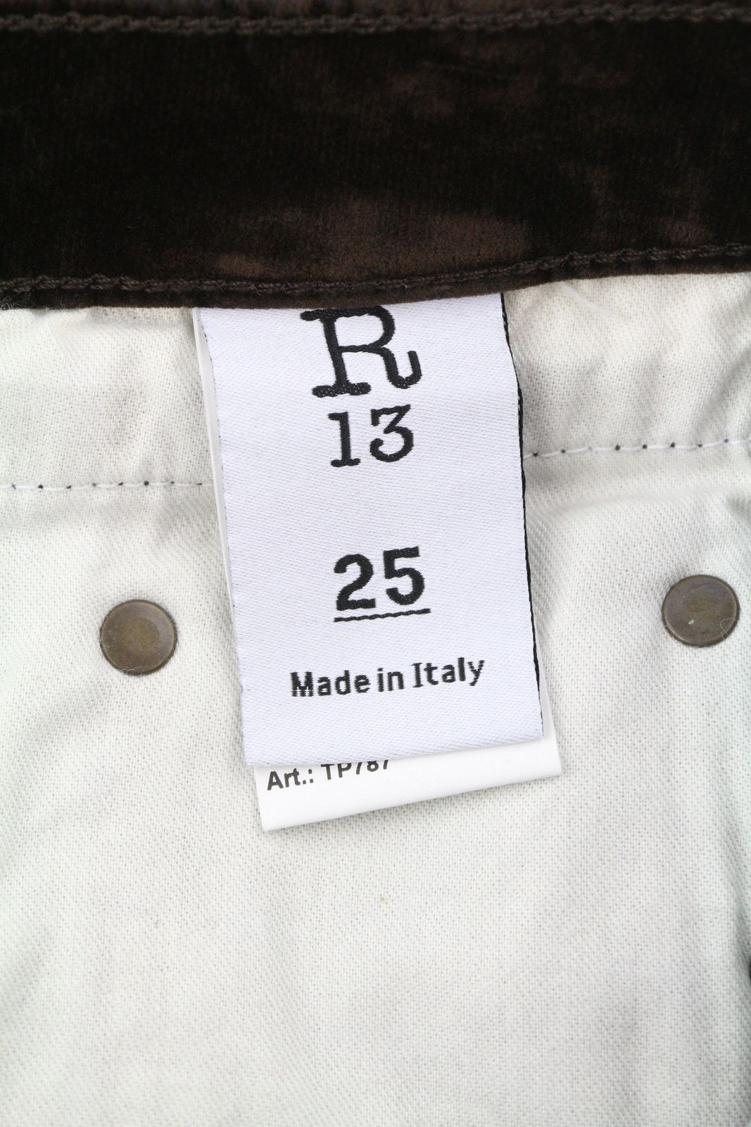 R13 BOY STRAIGHT 25 Flocked Brown Velvet Cropped Dark 86261 Size 25" / US 0 / IT 36 - 10 Thumbnail