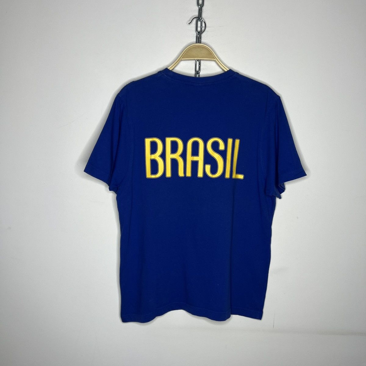 Nike × Vintage Vintage 90s Nike CBF Brazil Football Futball Blue T-shirt Size US M / EU 48-50 / 2 - 2 Thumbnail