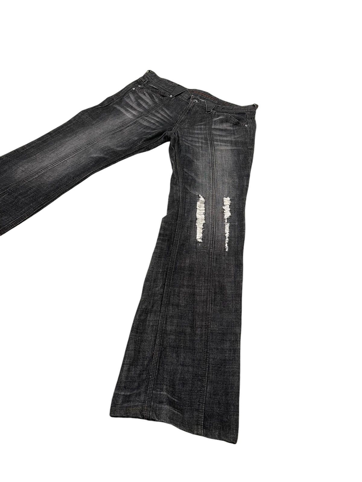 Japanese Brand Flare Jeans Nicole Club Faded Distress Boot Cut 8🟦8 Size US 33 - 3 Thumbnail
