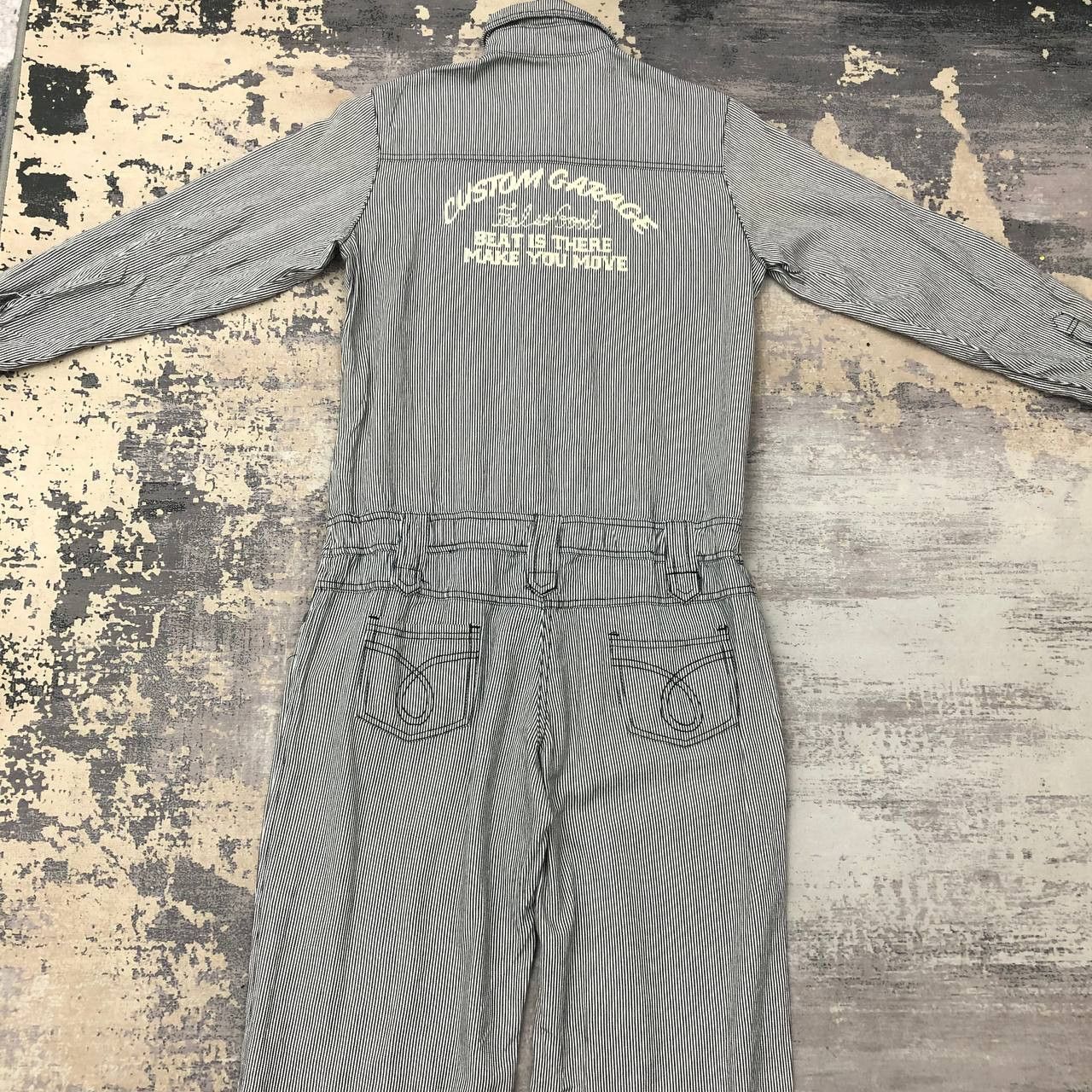 Japanese Brand P695 BEGUM X CUSTOM GARAGE HICKORY STRIPED COVERALLS Size US M / EU 48-50 / 2 - 1 Thumbnail