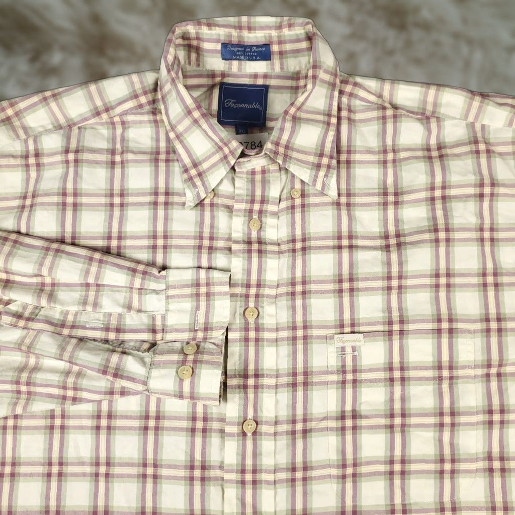 Faconnable Façonnable Button-Up Shirt Mens 2XL Brown Plaid Long Sleeve Casual Modern Size US XXL / EU 58 / 5 - 1 Thumbnail