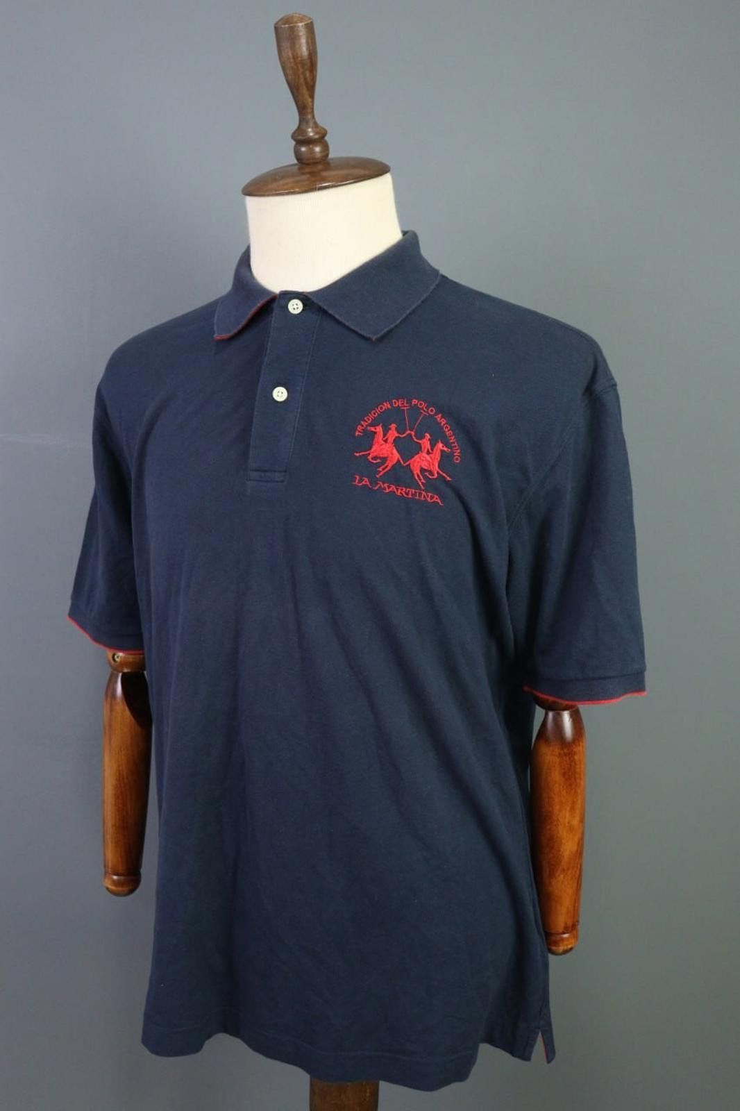 La Martina La Martina Navy Cotton Collared Popover Polo Shirt Size 2XL Size US XXL / EU 58 / 5 - 7 Thumbnail