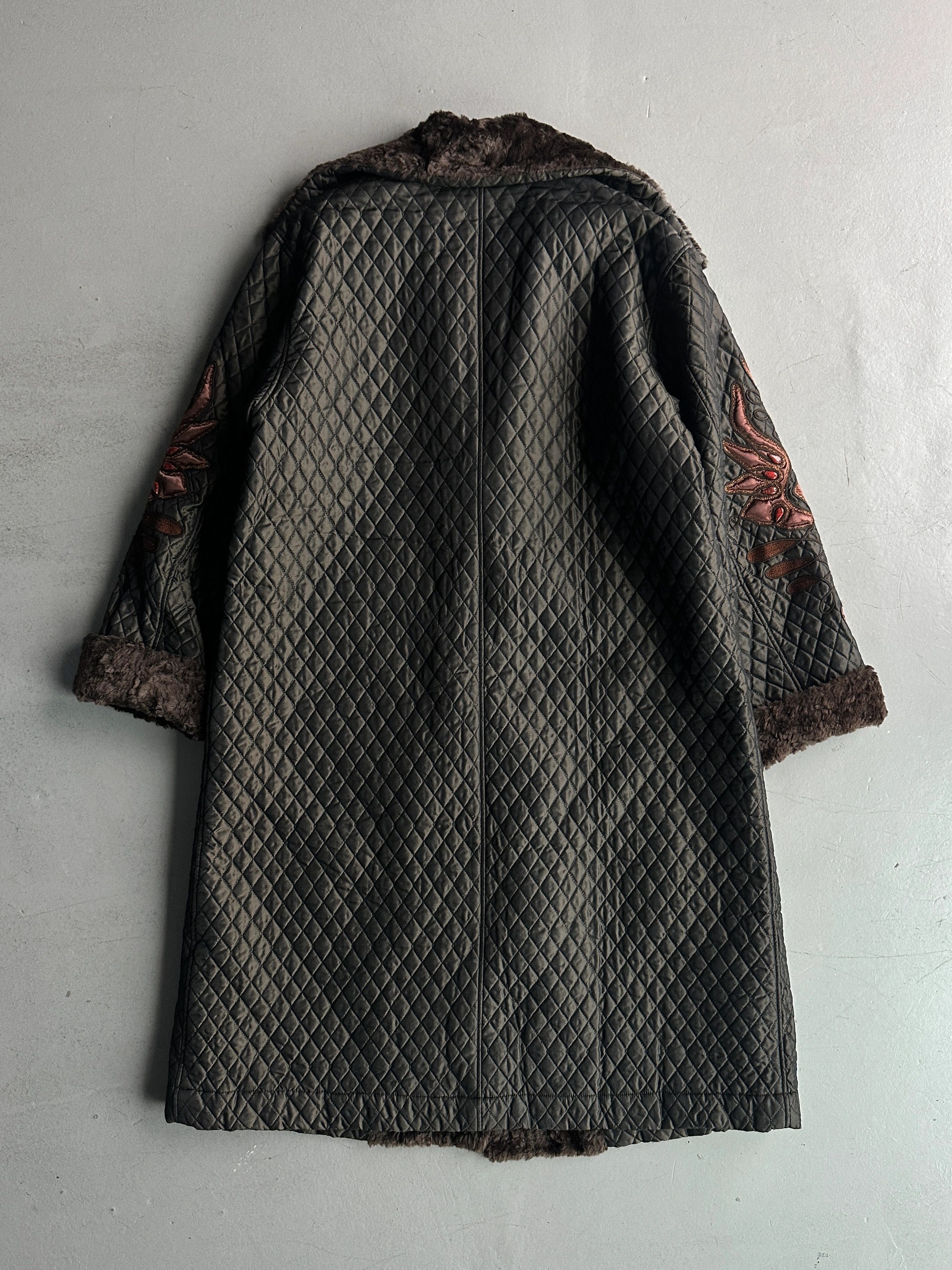 Kansai Yamamoto KANSAI YAMAMOTO 1990s OVERSIZED QUILTED COAT WITH FUR COLLAR Size M / US 6-8 / IT 42-44 - 10 Thumbnail