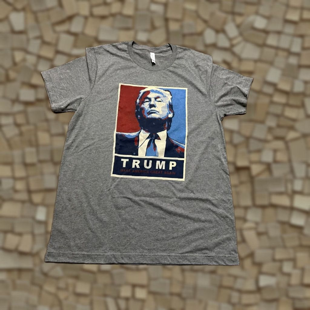 Vintage Bella + Canvas Shirt Mens L Gray Red White Blue President Trump T-Shirt Short Sleeve Solid Casual Boys? no—gender Men. End. Size US L / EU 52-54 / 3 - 1 Thumbnail