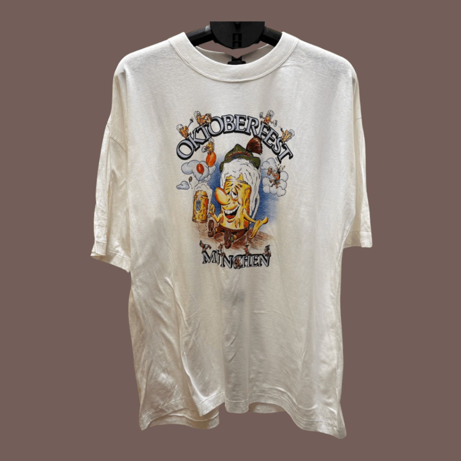Vintage VTG 90s Tee | Oktoberfest Beer Graphic White | Single Stitch Size US XL / EU 56 / 4 - 1 Thumbnail