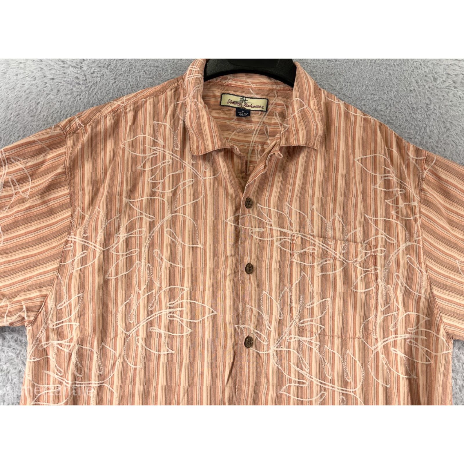 Tommy Bahama Tommy Bahama Shirt Mens Medium Orange Button Up Floral 100% Silk Hawaiian Button Up Shirt Classic Aloha Beach Mens Size US M / EU 48-50 / 2 - 4 Thumbnail