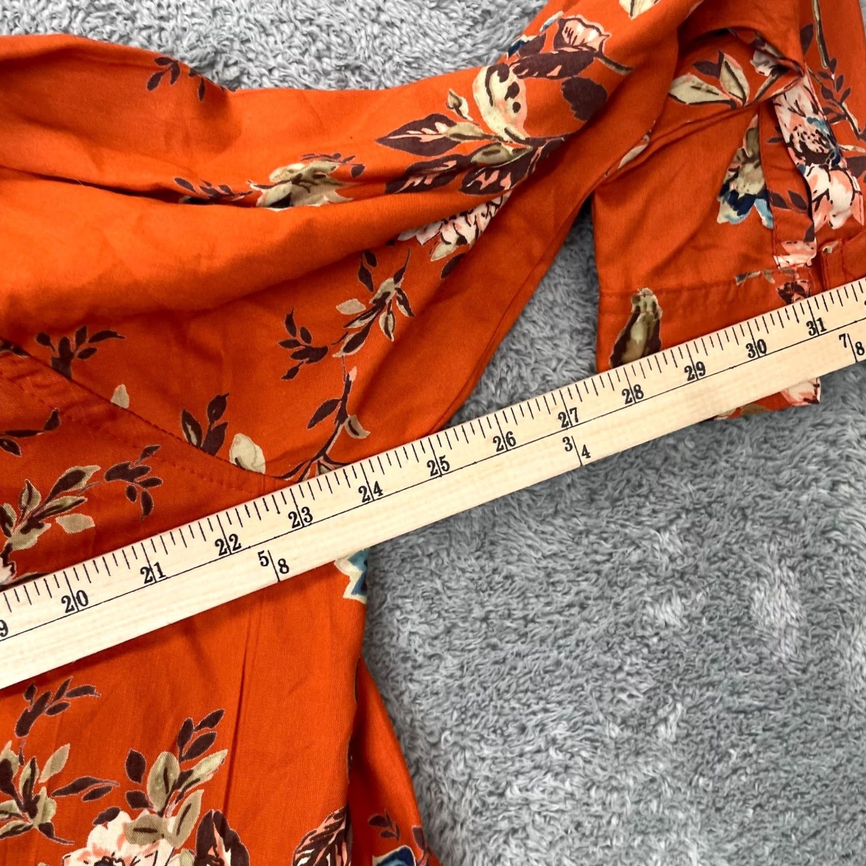 Vintage Back In The Saddle Shirt Womens 1X Orange Floral Hawaiian Button Up Pocket Shirts Size XL / US 12-14 / IT 48-50 - 8 Thumbnail