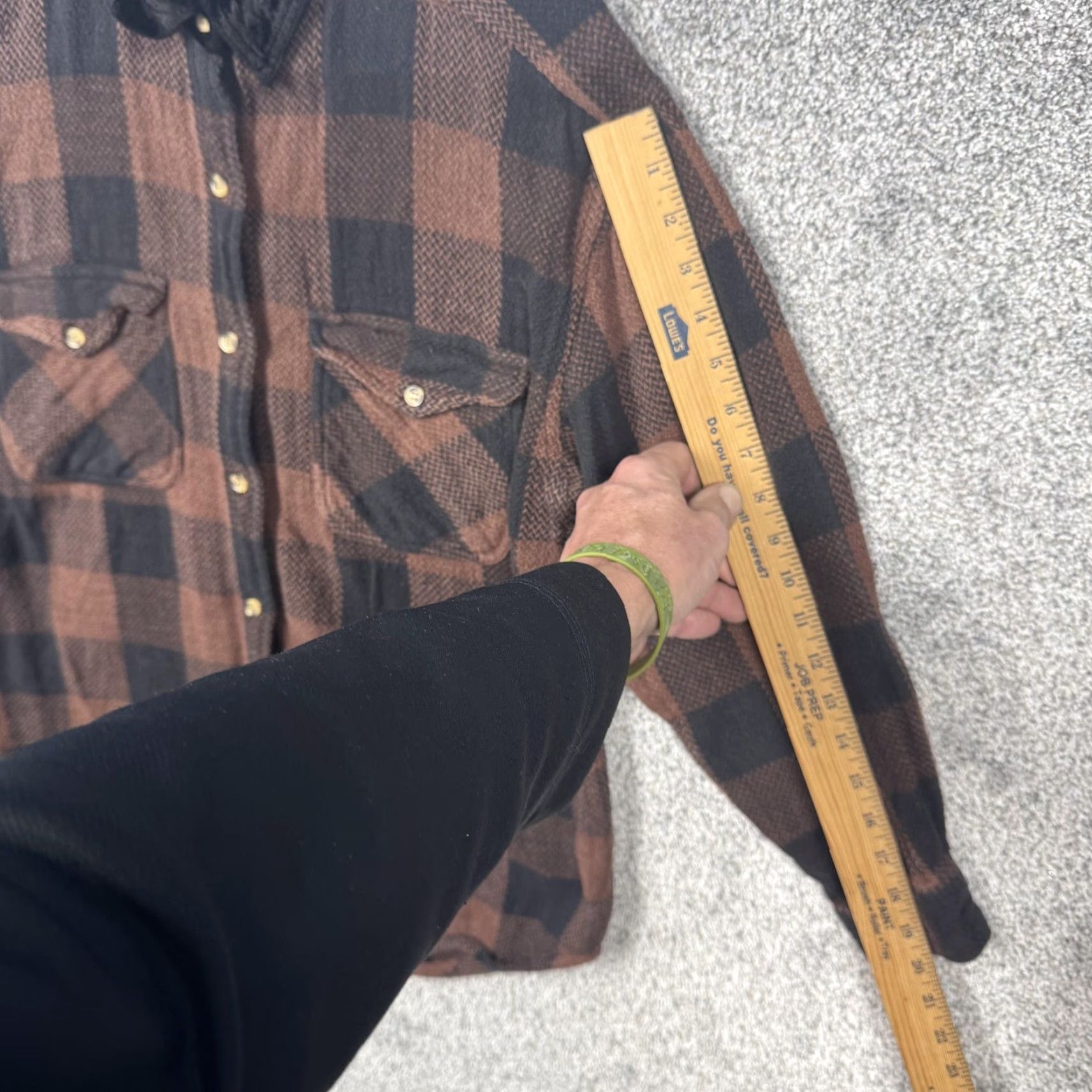 At Last & Co ATLAST&Co. Shirt Women M Brown Black Flannel Plaid Velour Collar Cozy Outdoorsy Pockets Size M / US 6-8 / IT 42-44 - 4 Thumbnail