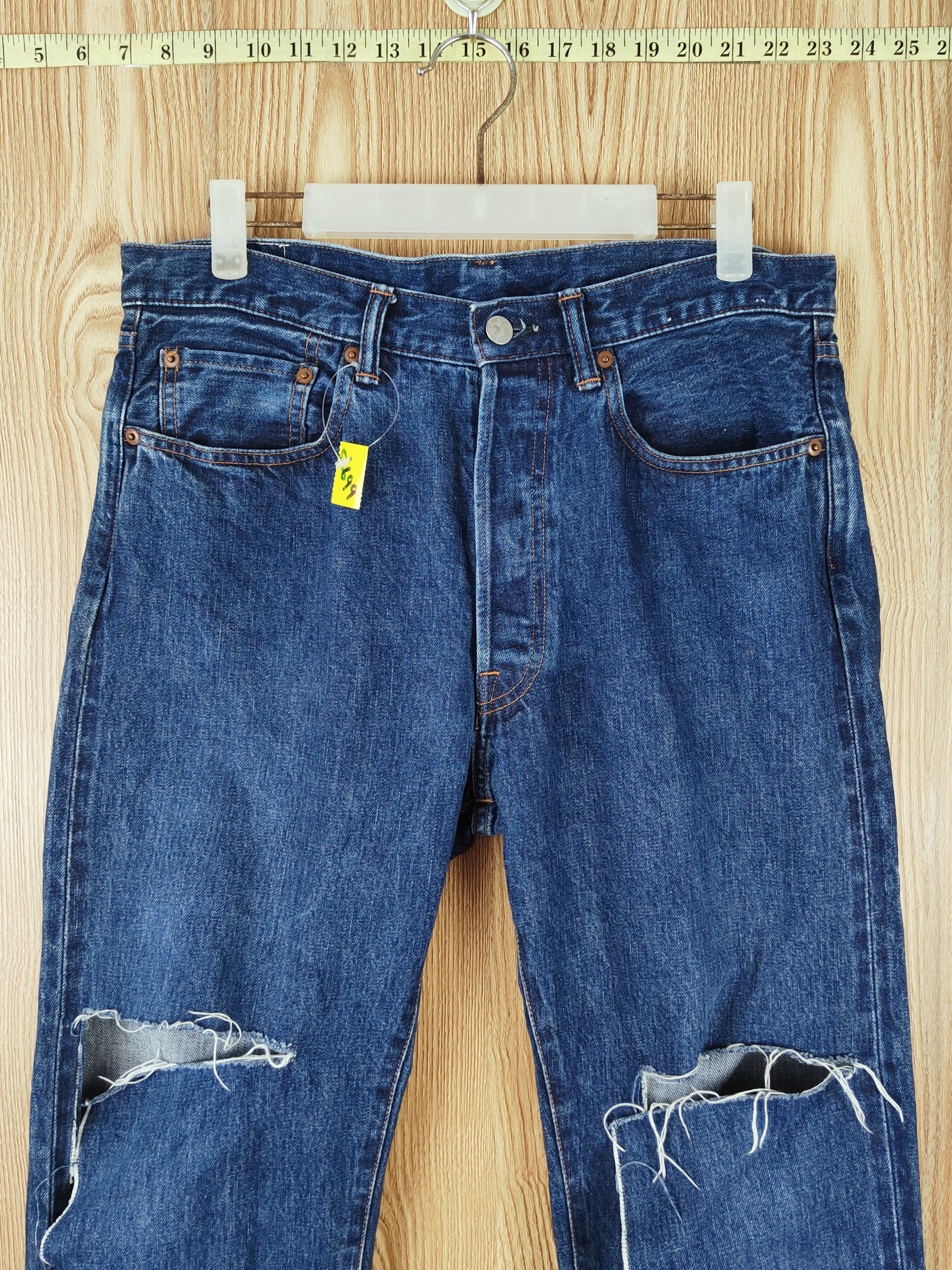 READYMADE DL Unused Readymade Distressed Ripped selvedge Jeans #S2699 Size US 33 - 2 Thumbnail