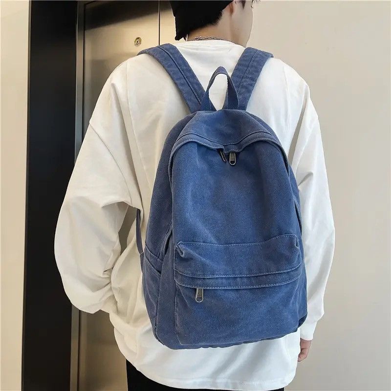 Japanese Brand Blue Canvas Backpack Size ONE SIZE - 1 Thumbnail
