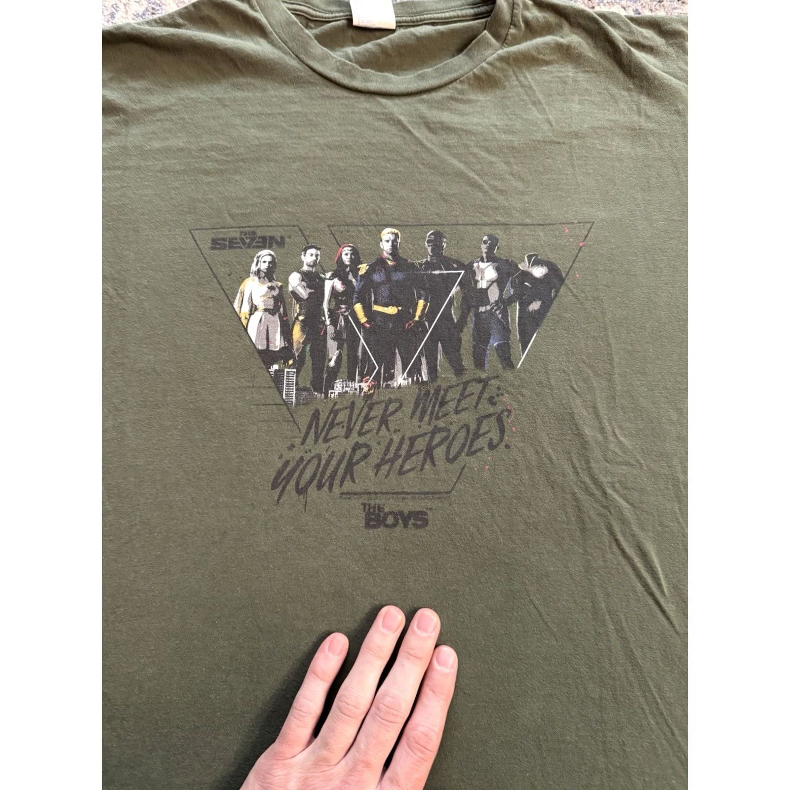 Port & Company The Boys The Seven Never Meet Your Heroes TV Show Promo T Shirt Green L Size US L / EU 52-54 / 3 - 2 Thumbnail