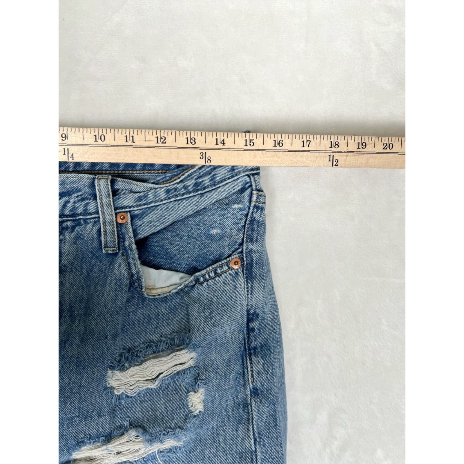 Levi's Levi's Ribcage Straight Ankle Jeans Womens 31 Blue High Rise Distressed Denim Size 24" / US 00 / IT 34 - 7 Thumbnail