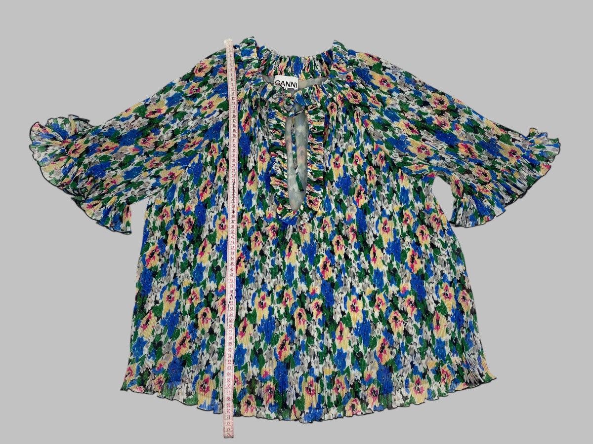 Ganni 🔥 GANNI FLORAL BLOUSE RIBBED BREATHABLE Y2K PARIS AESTHETIC Size XS / US 0-2 / IT 36-38 - 21 Thumbnail