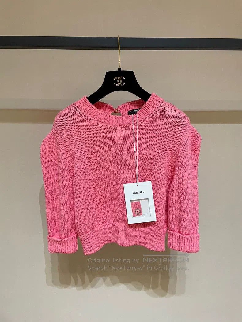 Chanel Chanel Coral pink knitted fabric short sleeves Size S / US 4 / IT 40 - 1 Thumbnail
