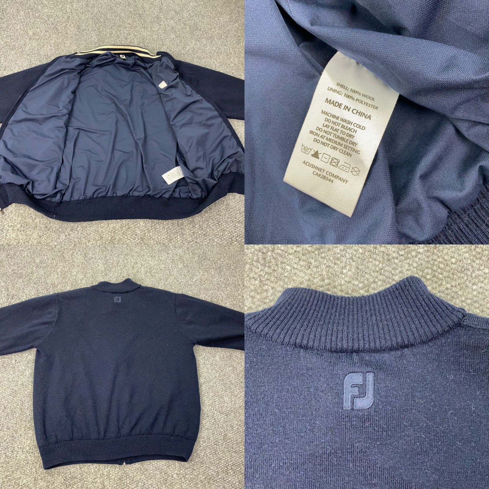 Footjoy FootJoy Jacket Men XL Blue Knit Wool Full Zip Mock Neck Lined Wool Embroidered Windbreaker Short Coat Size US XL / EU 56 / 4 - 8 Thumbnail