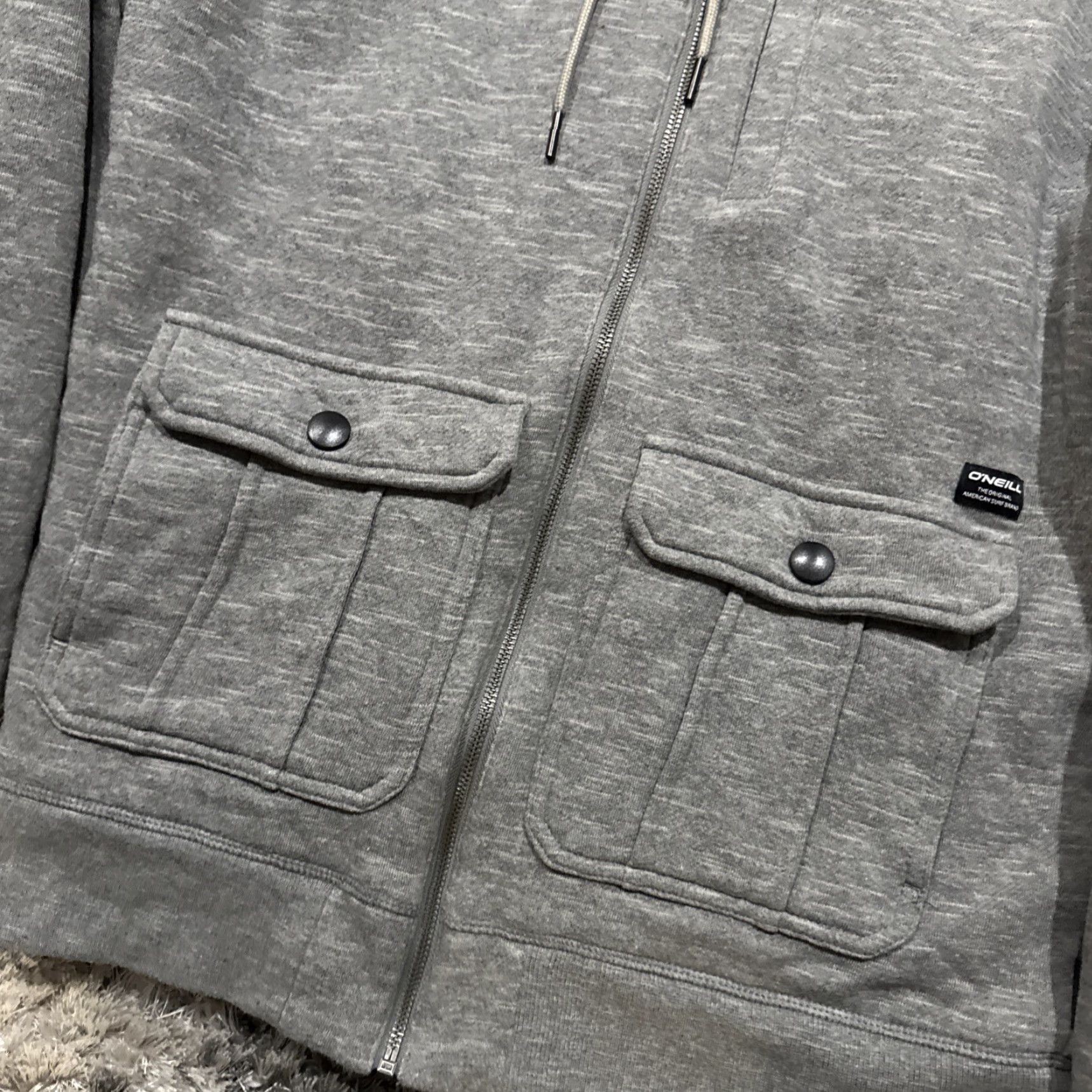 Vintage VINTAGE O’Neill Men Hoodie Long Sleeve Full Zip M Gray Furry Y2K Mens Size US M / EU 48-50 / 2 - 2 Thumbnail