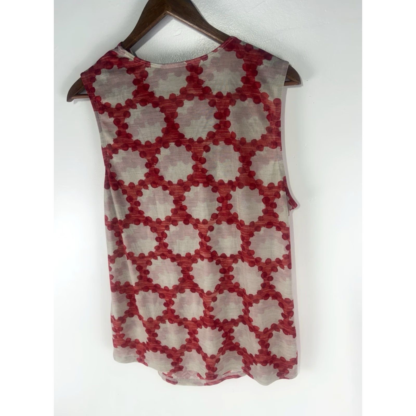 Vintage Kelly Red/Beige Geometric Slinky Dress Top Womens Size L USA Size M / US 6-8 / IT 42-44 - 4 Thumbnail