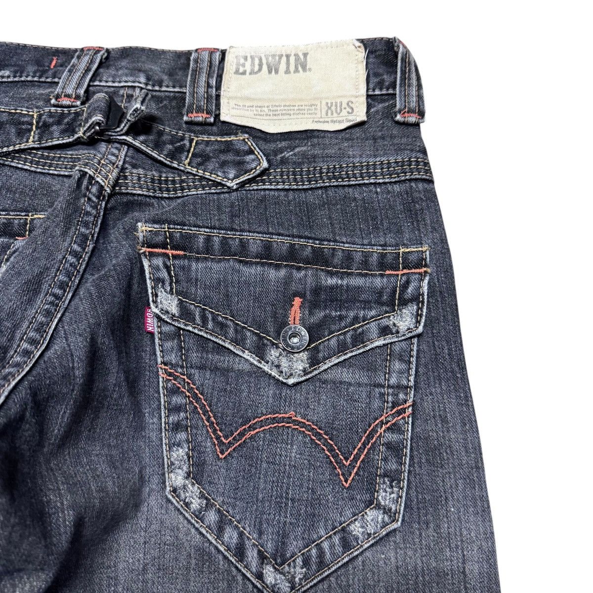 Edwin Vintage Edwin 401XVS Faded Black Denim Flare Jeans Size US 30 / EU 46 - 10 Thumbnail