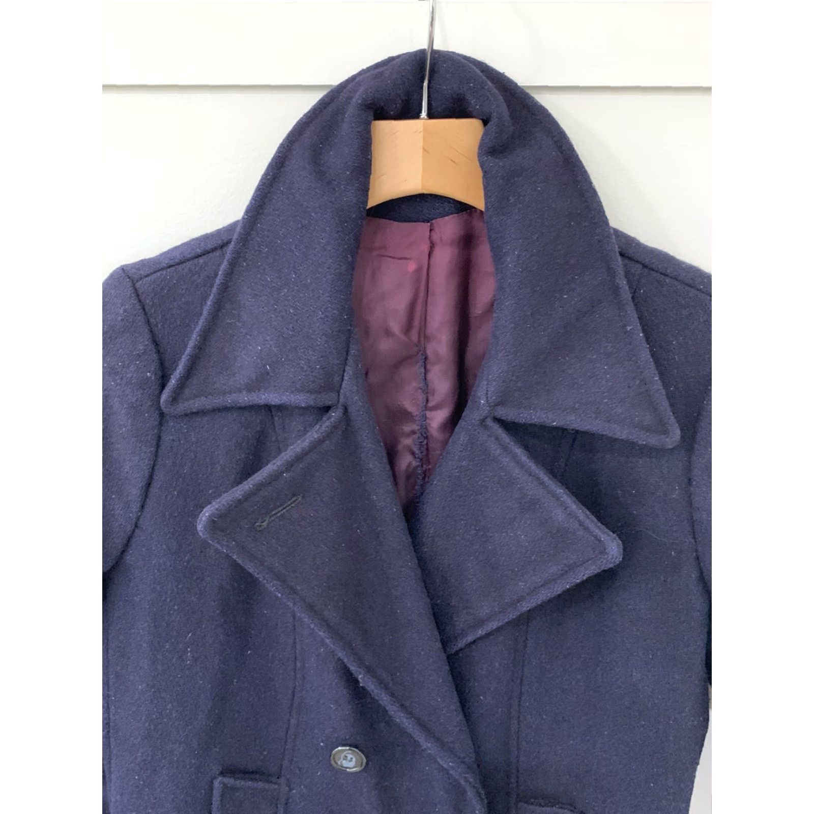 Sears VINTAGE Sears Fashions Wool Peacoat Jacket Womens 10 Navy Double Breasted 60s 70s Size L / US 10 / IT 46 - 3 Thumbnail