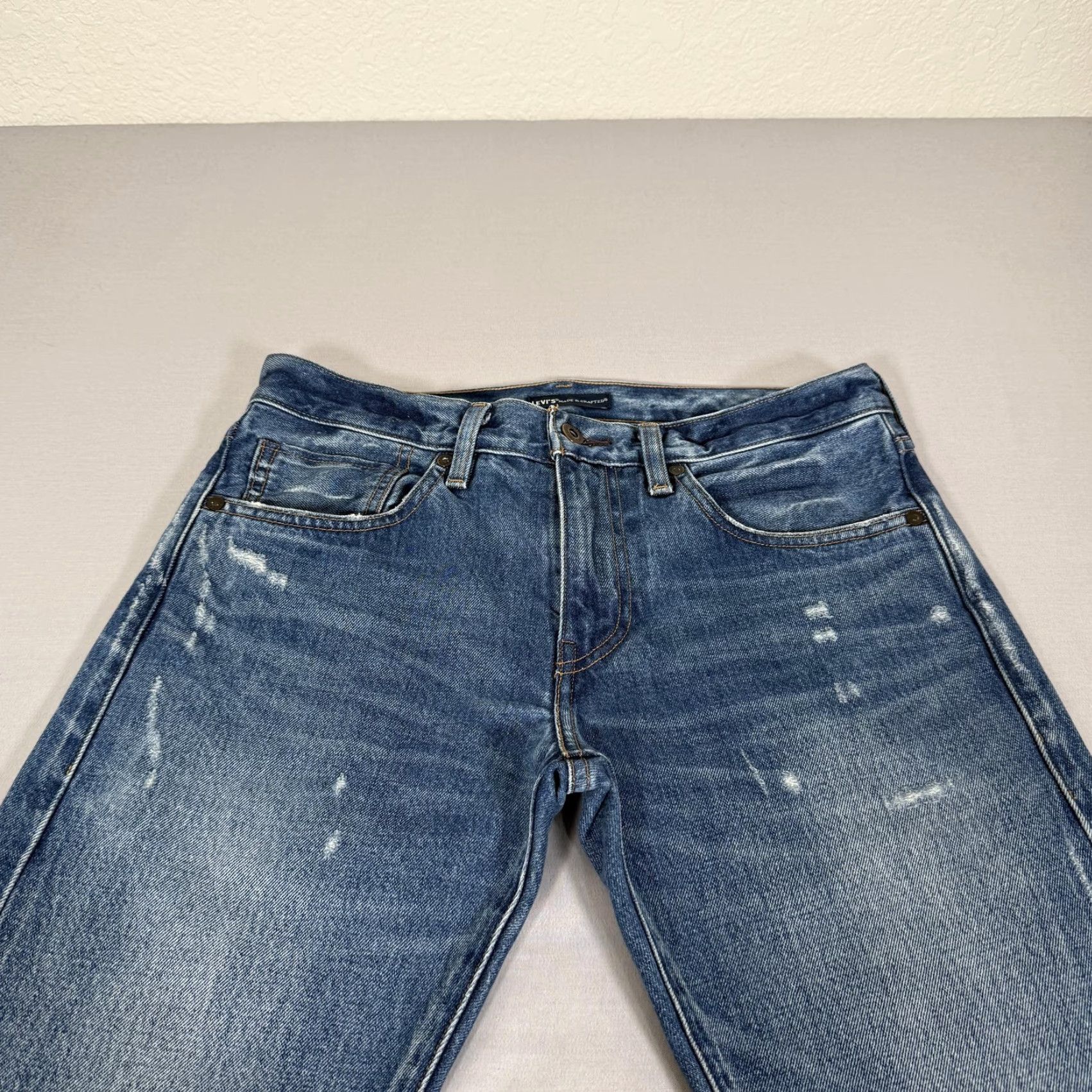 Levi's VINTAGE Levis Jeans Mens 31x34 Blue Made Crafted Levi's 511 Slim Jeans Denim Zip Fly Distressed Selvedge 100% Cotton Japan Men Size US 31 - 3 Thumbnail