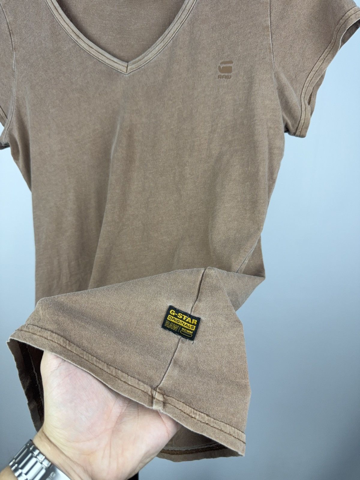 G-Star Vintage Retro Style 00s Faded Brown V-Neck Y2K T Shirt Size M / US 6-8 / IT 42-44 - 3 Thumbnail