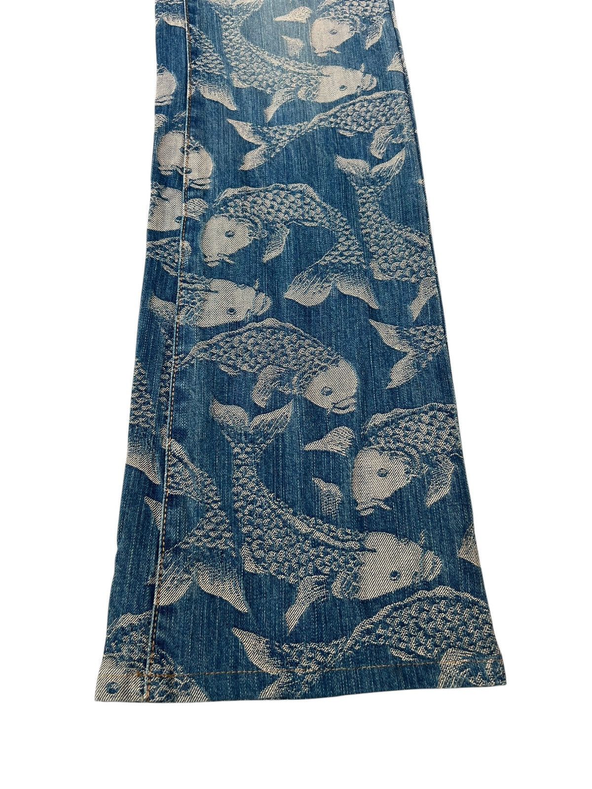Karakuri Tamashii Mud Mash Mania Japan Embroidery Koi Fish Denim Flare Jeans Size US 29 - 11 Thumbnail