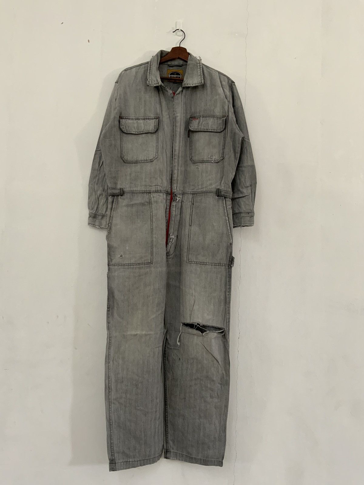 Japanese Brand Evenriver Fade Distressed Denim Coveralls Size US 40 / EU 56 - 1 Thumbnail