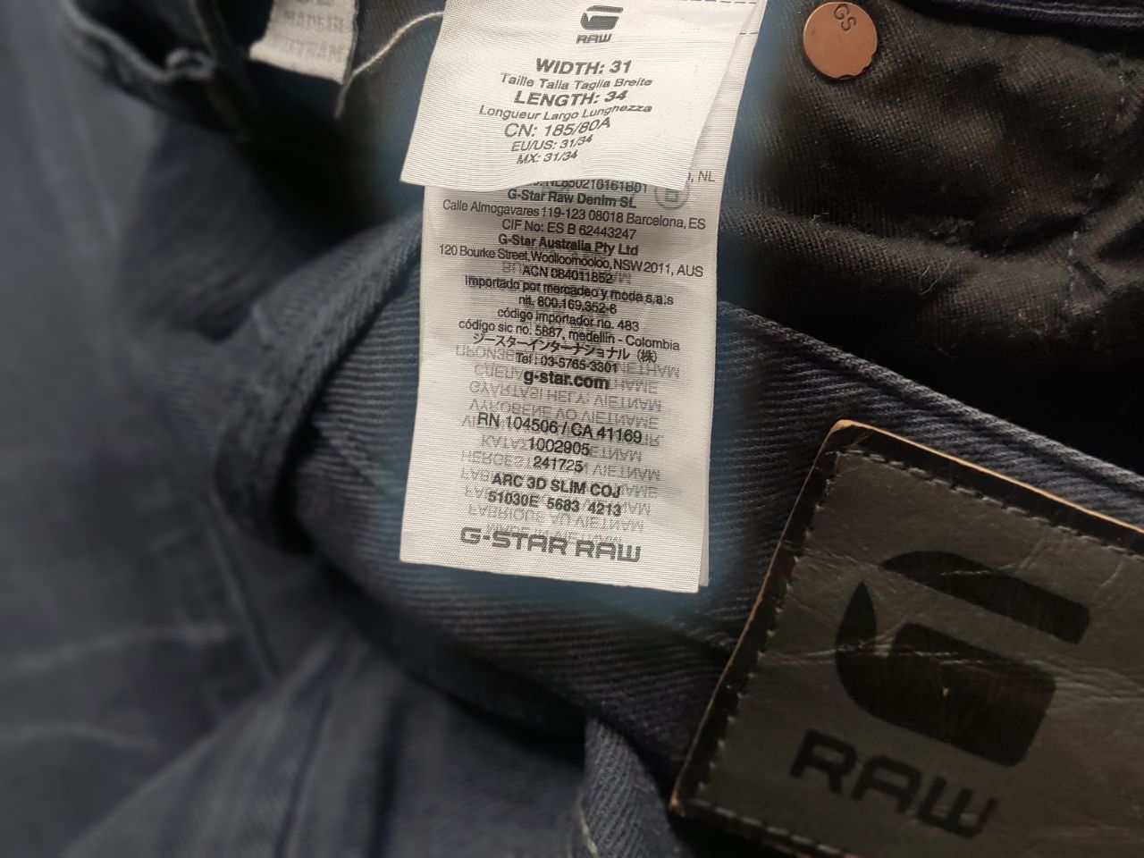 G-Star G Star Raw Arc 3d Slim Coj Dark Waxed Denim Jeans LBG Style Size US 31 - 16 Thumbnail