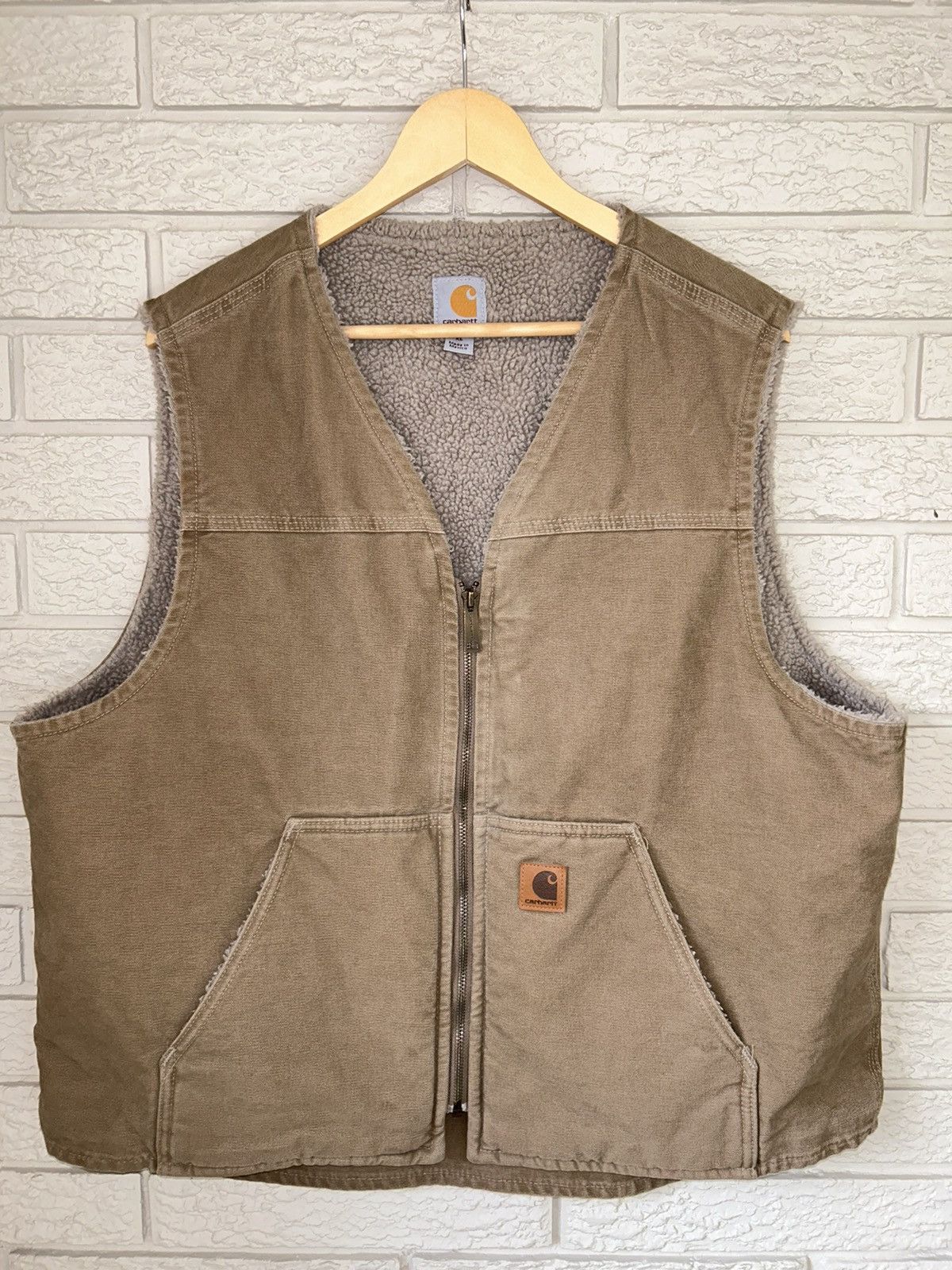 Carhartt Vintage Carhartt Faded Brown Sherpa Lined Vest Size US XL / EU 56 / 4 - 1 Thumbnail