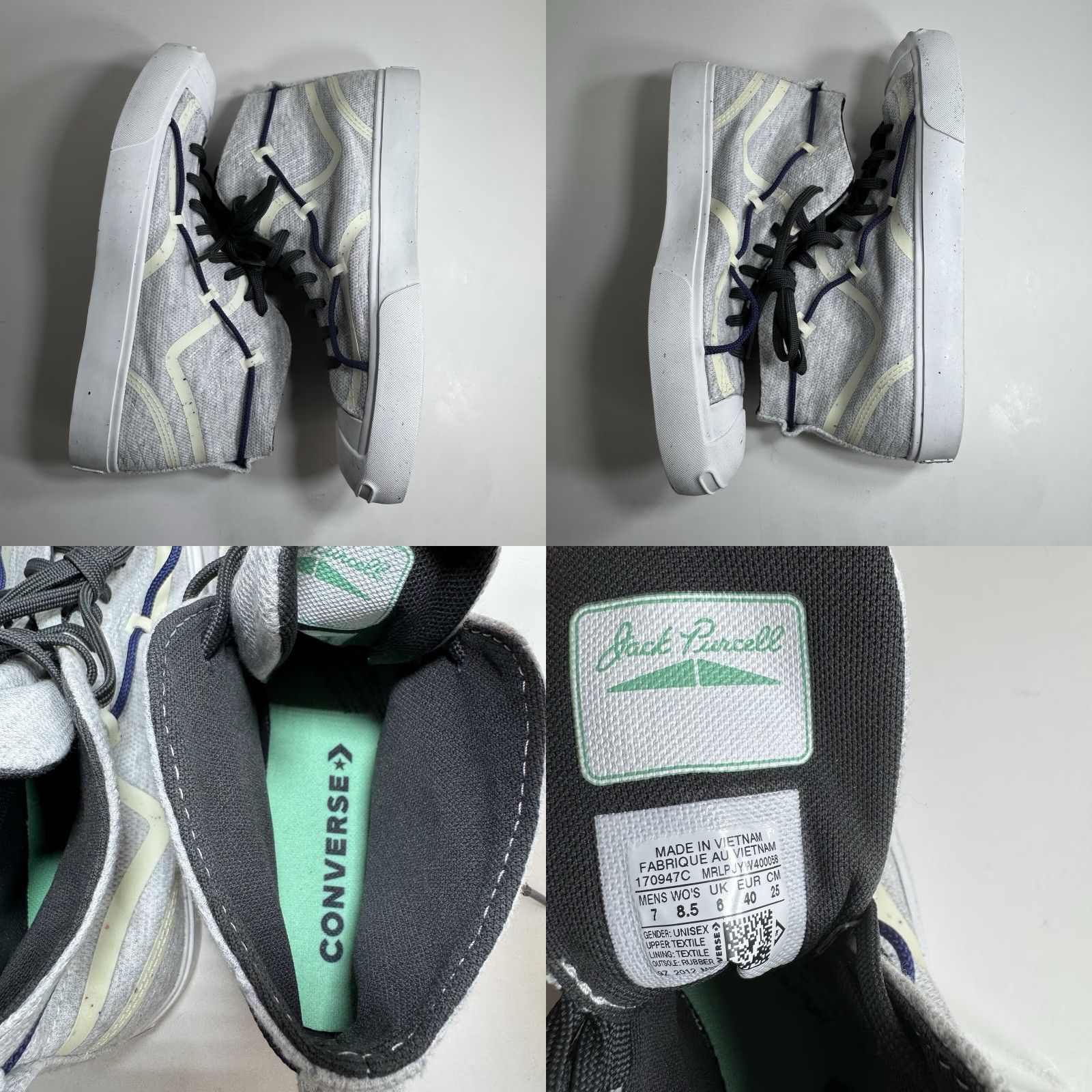 Converse Converse Jack Purrell Jack Purcell Mid Rally Renew Mens Sz 7 White Storm Wind Grey 170947C Size ONE SIZE - 8 Thumbnail