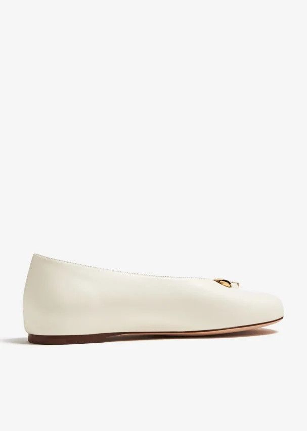 Valentino o1s22i1n0924 Vlogo Ballet Flats in White Size US 8 / IT 38 - 3 Thumbnail