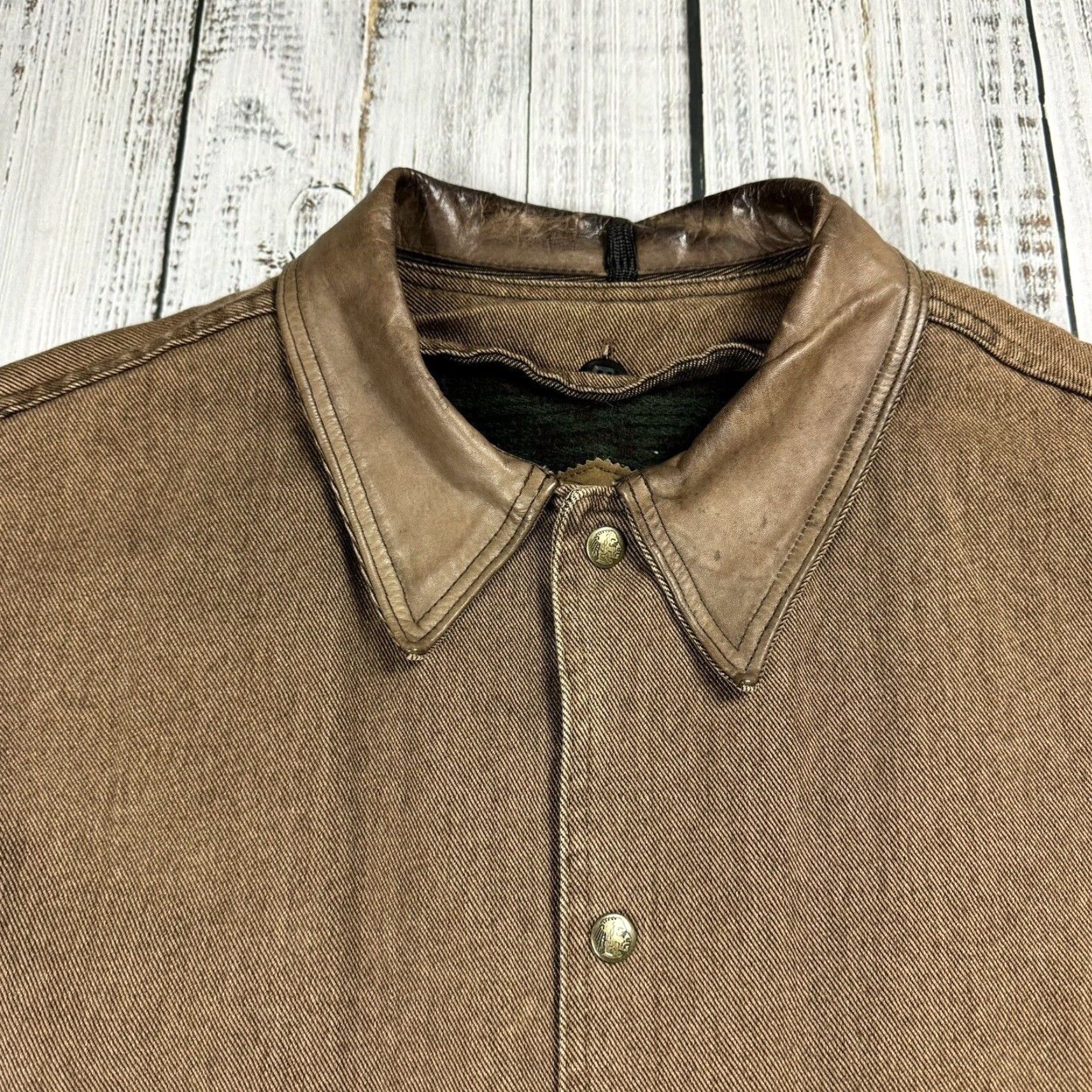 Vintage VINTAGE Woolrich Southwest Aztec Wool Blanket Lined Denim Chore Coat XL Mens Barn Jacket Size US XL / EU 56 / 4 - 2 Thumbnail