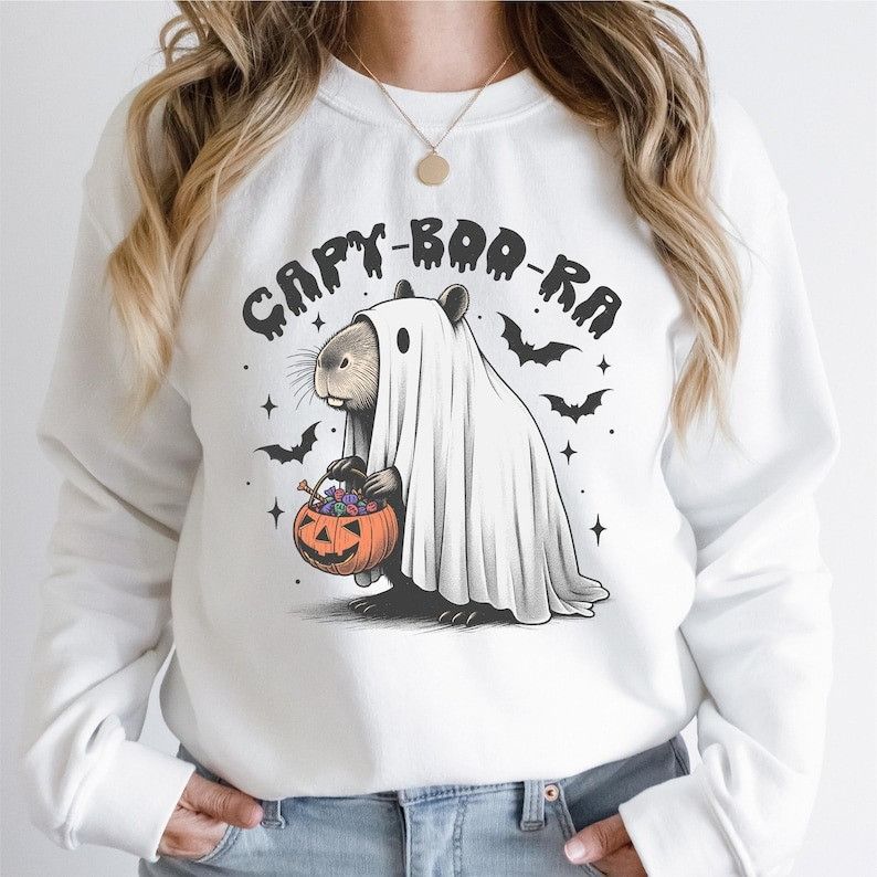 Designer Capy-Boo-Ra Halloween Sweatshirt Size L / US 10 / IT 46 - 1 Thumbnail