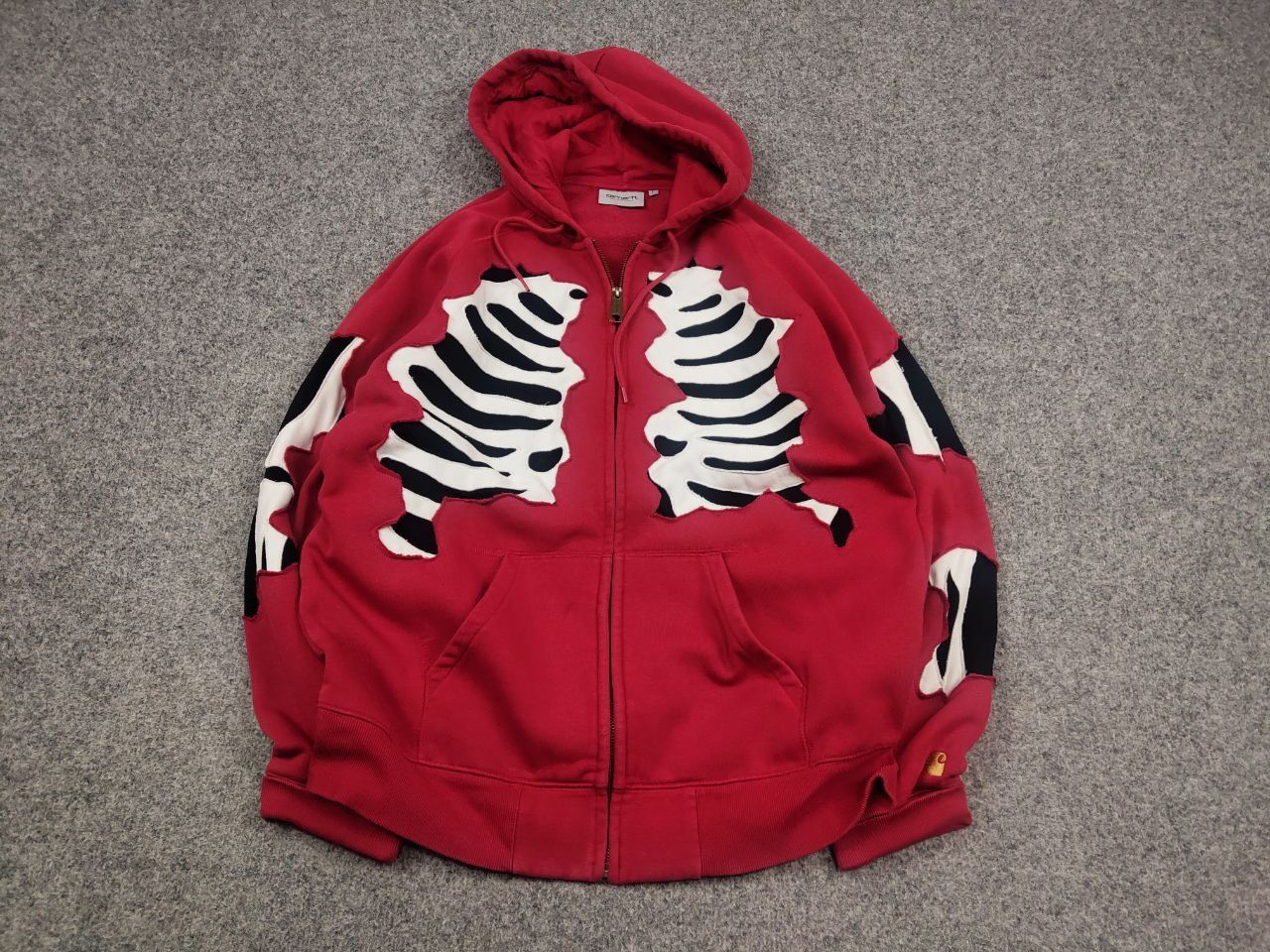 Carhartt Vintage Carhartt Skeleton Red Fit Zip hooded chase jacket Size US L / EU 52-54 / 3 - 2 Thumbnail