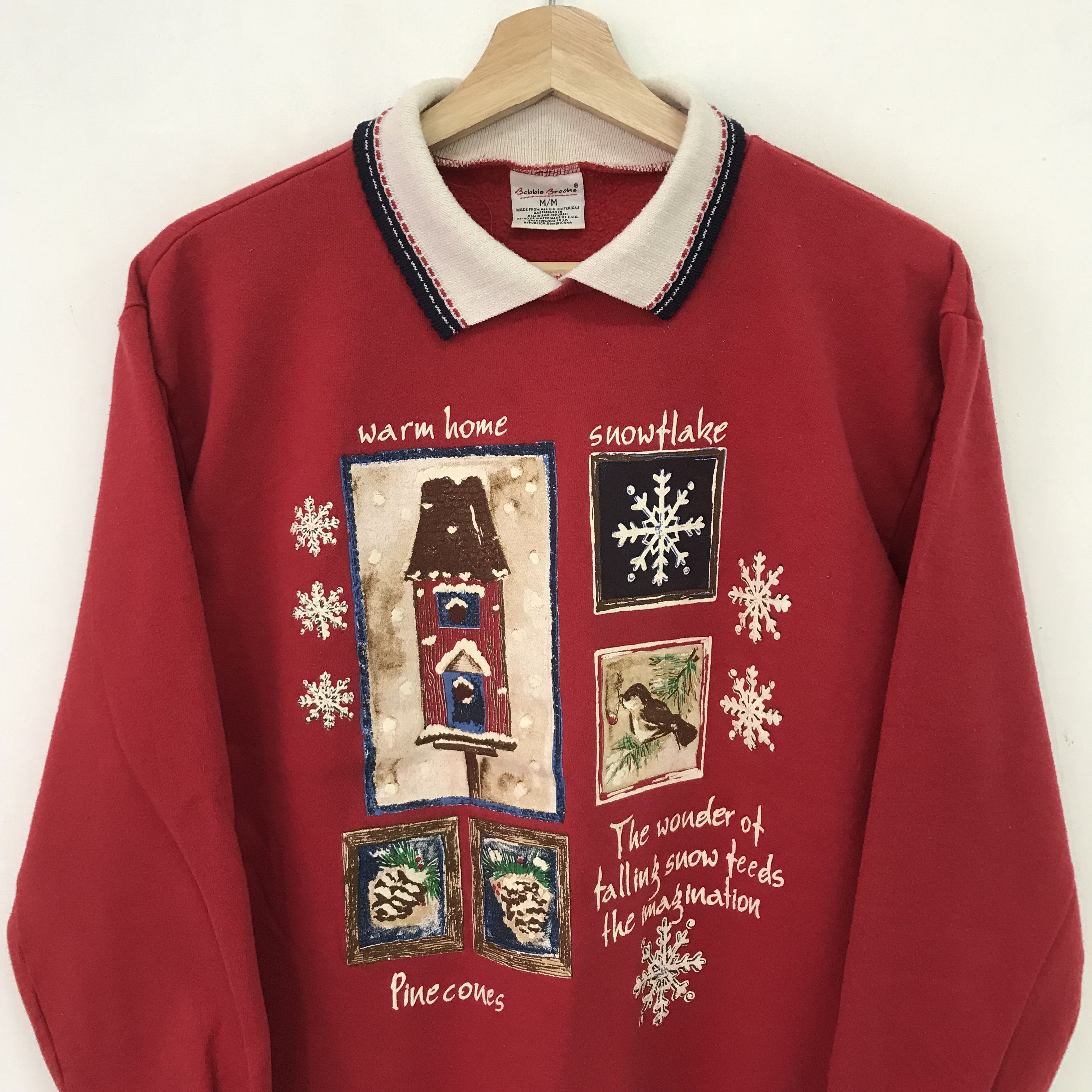 Vintage Vintage 90's Graphic Snow Red Sweatshirt Medium - 635 Size US M / EU 48-50 / 2 - 3 Thumbnail
