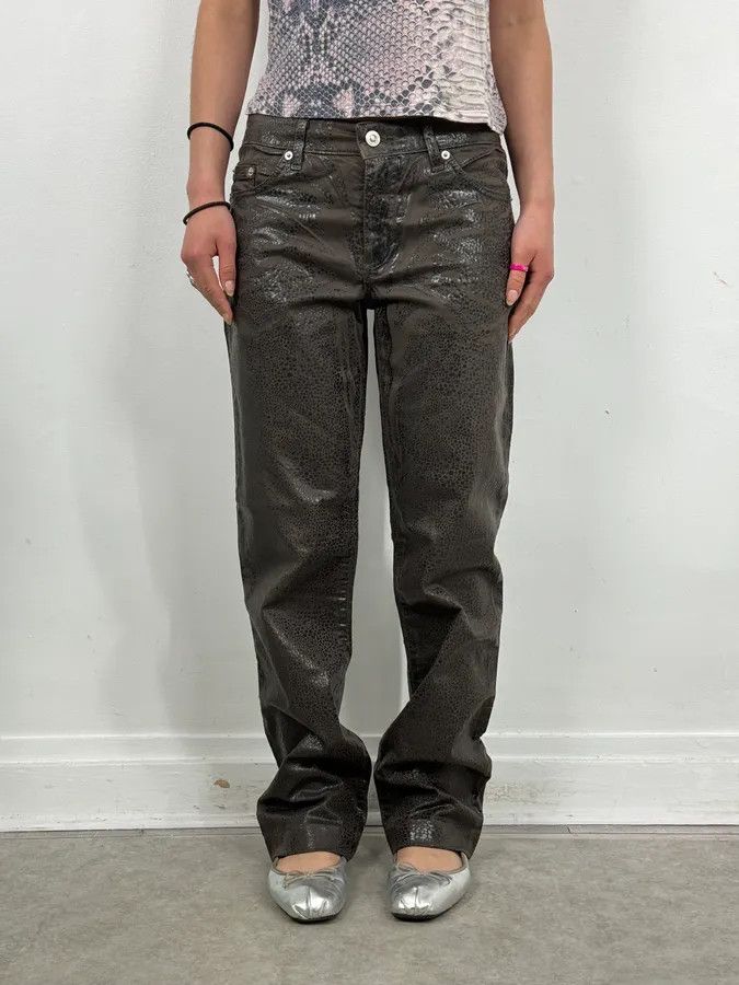 Versace 2000s Versace Leather Reptile Texture Pants Size 26" / US 2 / IT 38 - 2 Thumbnail