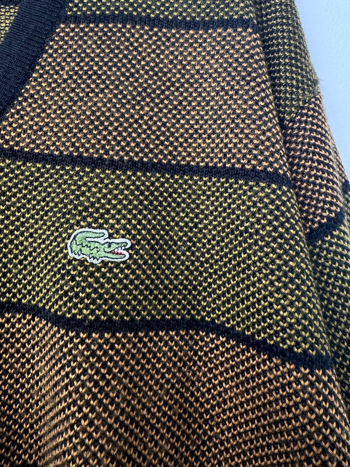 Lacoste Lacoste Men 90s-00s Vintage Knit V-neck Brown/Black Size L Size US L / EU 52-54 / 3 - 6 Thumbnail