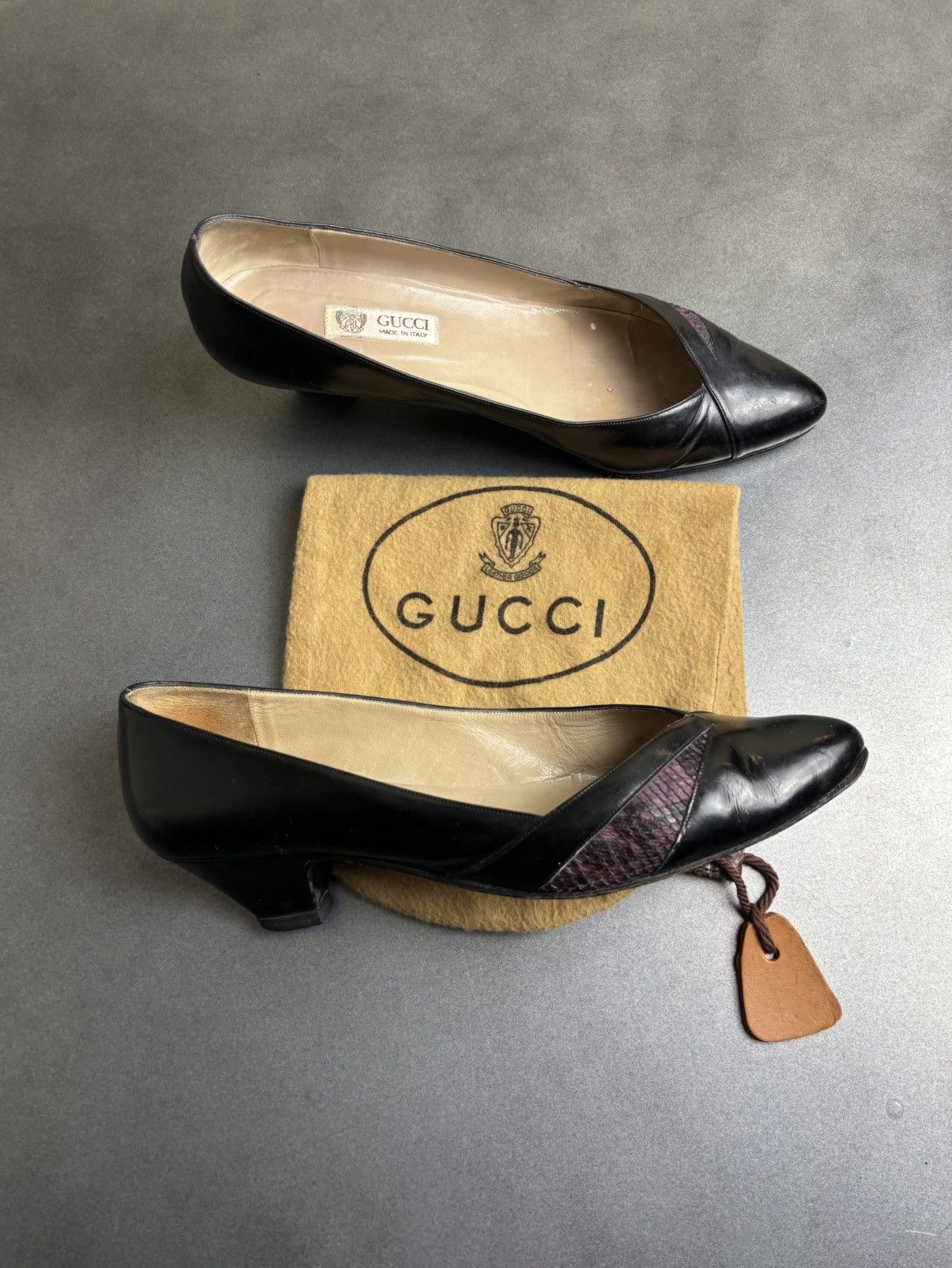 Gucci × Vintage 1970s Gucci Heels Vintage Gucci Leather Pumps Snake Skin Bag Size US 8.5 / IT 38.5 - 2 Thumbnail